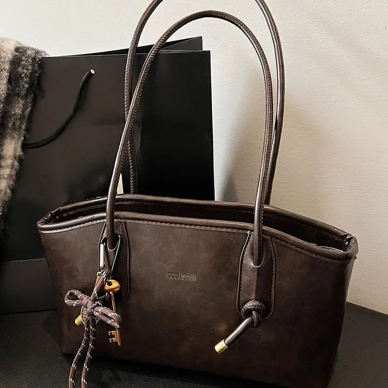 26 Women's Elegant Solid Color Shoulder Bag, Fashionable Large Capacity Crossbody Bag for Daily Used, Casual Trendy Versatile High-quality Daily Commuting Bag