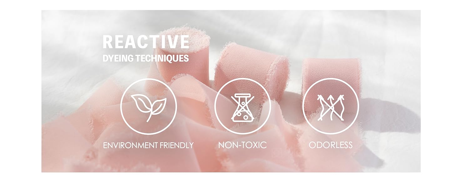 Pink Chiffon Silk Ribbon 3 Rolls 1.5" x 21 Yd Frayed Edges Ribbons for Wedding Invitations Bridal Bouquets Gifts Wrapping Crafts