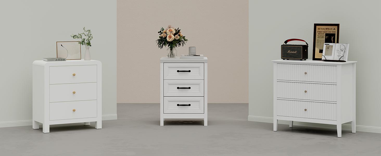 RoyalCraft 3 Drawer Dresser, Modern Wood Dresser with Raised Panel Drawer Front, Accent Chest of Drawers for Bedroom, Living Room, Entryway, Hallway