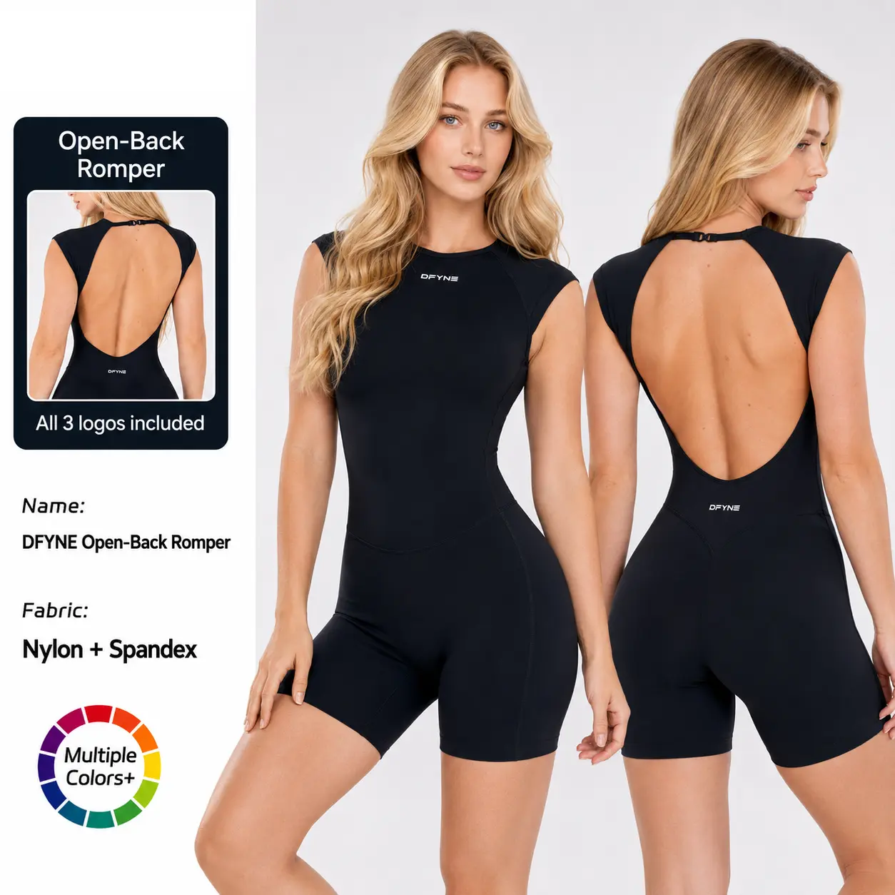DFYNE Women's Short-Length Sculpting Sports Jumpsuit, Tummy Control Shapewear, Waist Reduction Activewear, Stretch Butt-Lifting Gym Wear for Pilates, Daily Wear