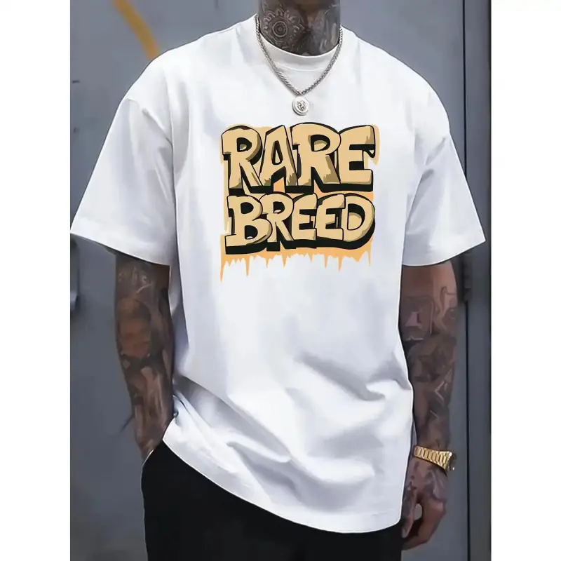Unisex "Rare Breed" Graphic T-Shirt 3D Graffiti Street Art Design Oversized Soft Cotton Short Sleeve Crew Neck Top Hip Hop Streetwear Tee For Unique & Bold Style Lovers