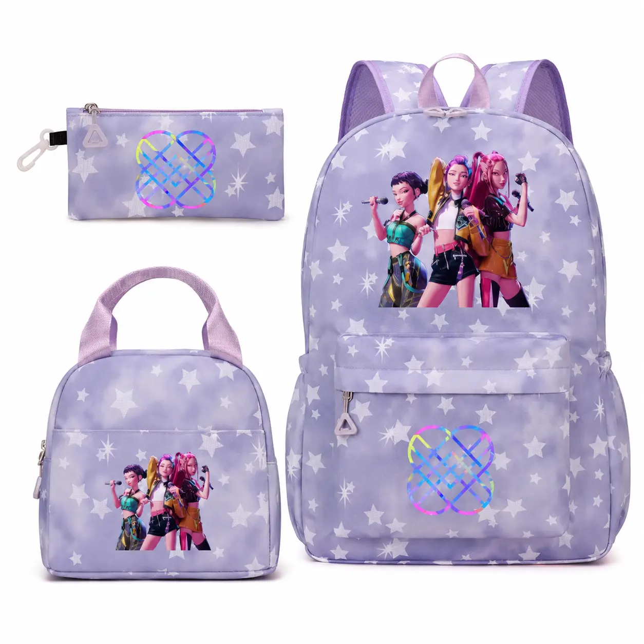 3PC  New Backpack solid color women's backpack star print zipper closure Trendy backpack fashionable and versatile casual trend suitable for students going to school, campus, going out to work, traveling women's backpack