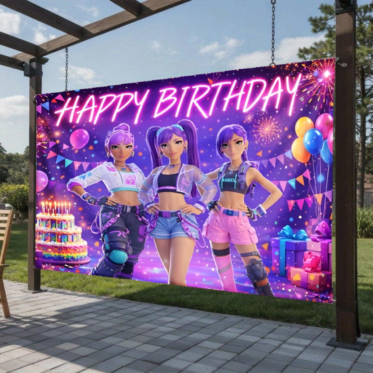 2D Flat Banner, 1 piece - Birthday Background Cloth for K-POP Birthday Party. Horizontal banner suitable for birthdays, anniversaries, weddings, home decoration, indoor and outdoor use. Photography prop. tapestry funny room tapestry durable man