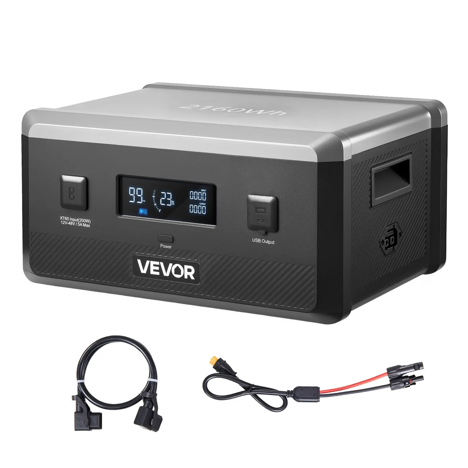VEVOR LiFePO4 Extra Expansion Battery - 2160Wh Built-to-Last Solar-Powered Battery with LCD Display, 3 Output Ports, 5A Max, 1x18W QC, Camper Must Haves, RV Living Accessories for RV, Home Emergencies