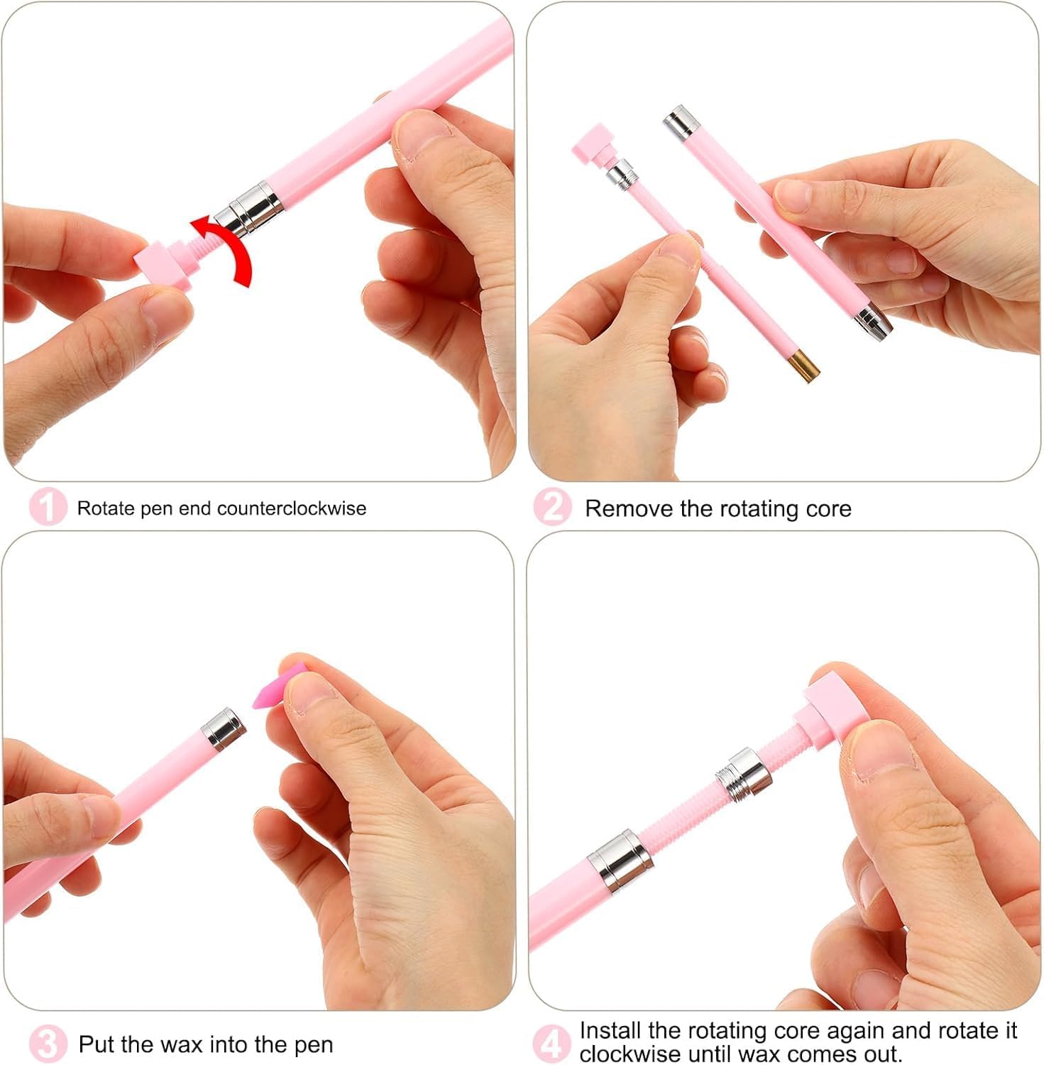 Automatic Refillable Wax Pen with 2 Refills - Automatic Refillable Applicator for Nail Art & Diamond Painting, Professional Gem Pickup Tool for DIY Crafts (Mix)