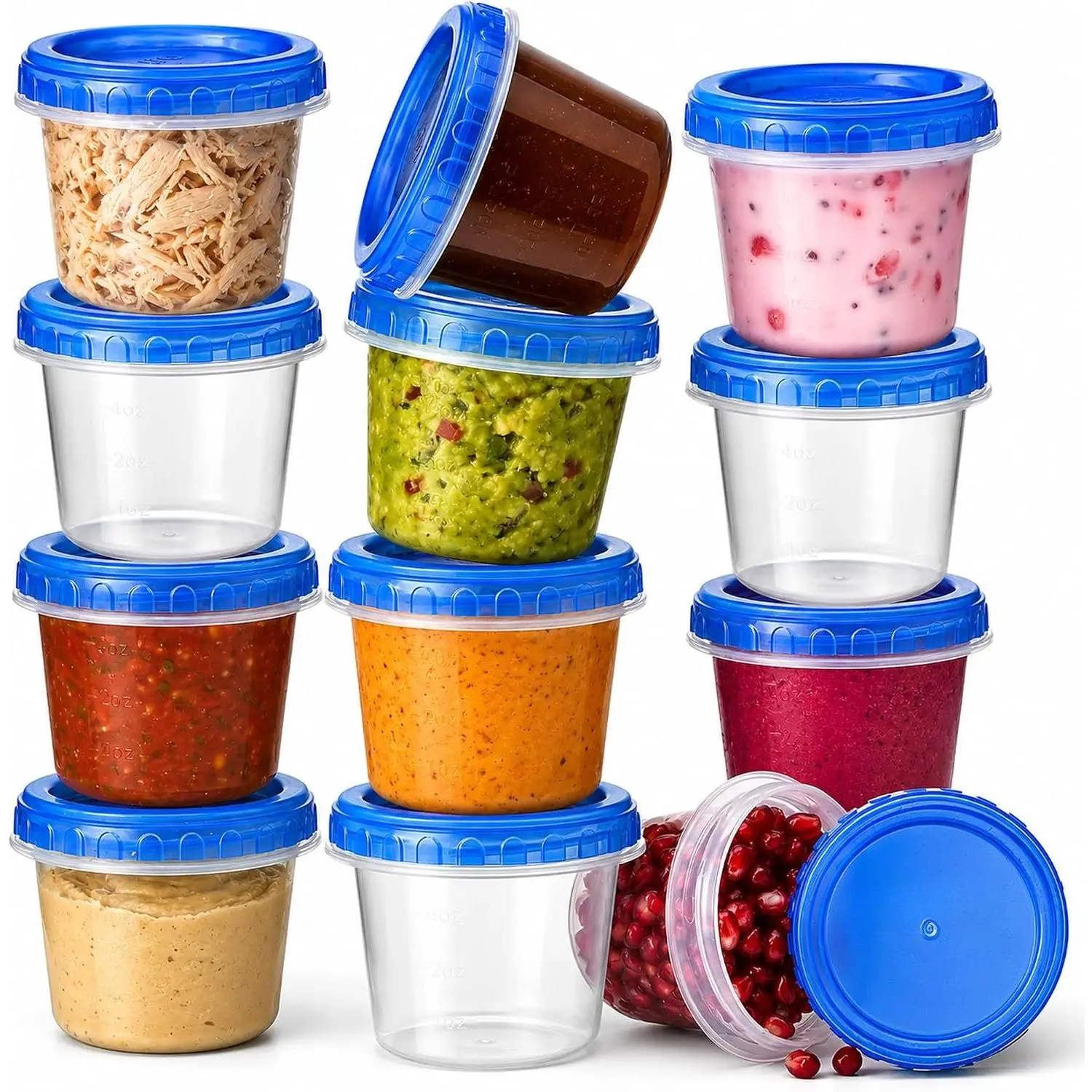 4 oz  Storage Containers, 12 Pack, Twist Top,  | Includes twelve  units with secure screw- covers for snacks, condiments,  , and meal prep.