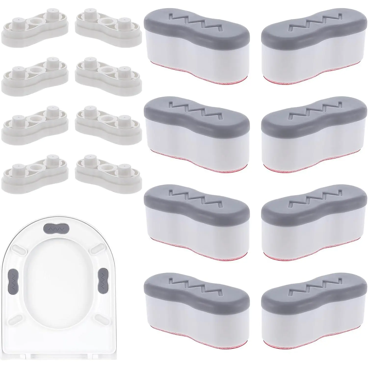 8 count Bidet Height-increasing Pads Toilet Seat Risers Toilet Lid Rubber Bumpers with 2 Heights Adjustment Grey & Clear Self Adhesive  Bidet Bumpers  Bumpers for Toilet Seat