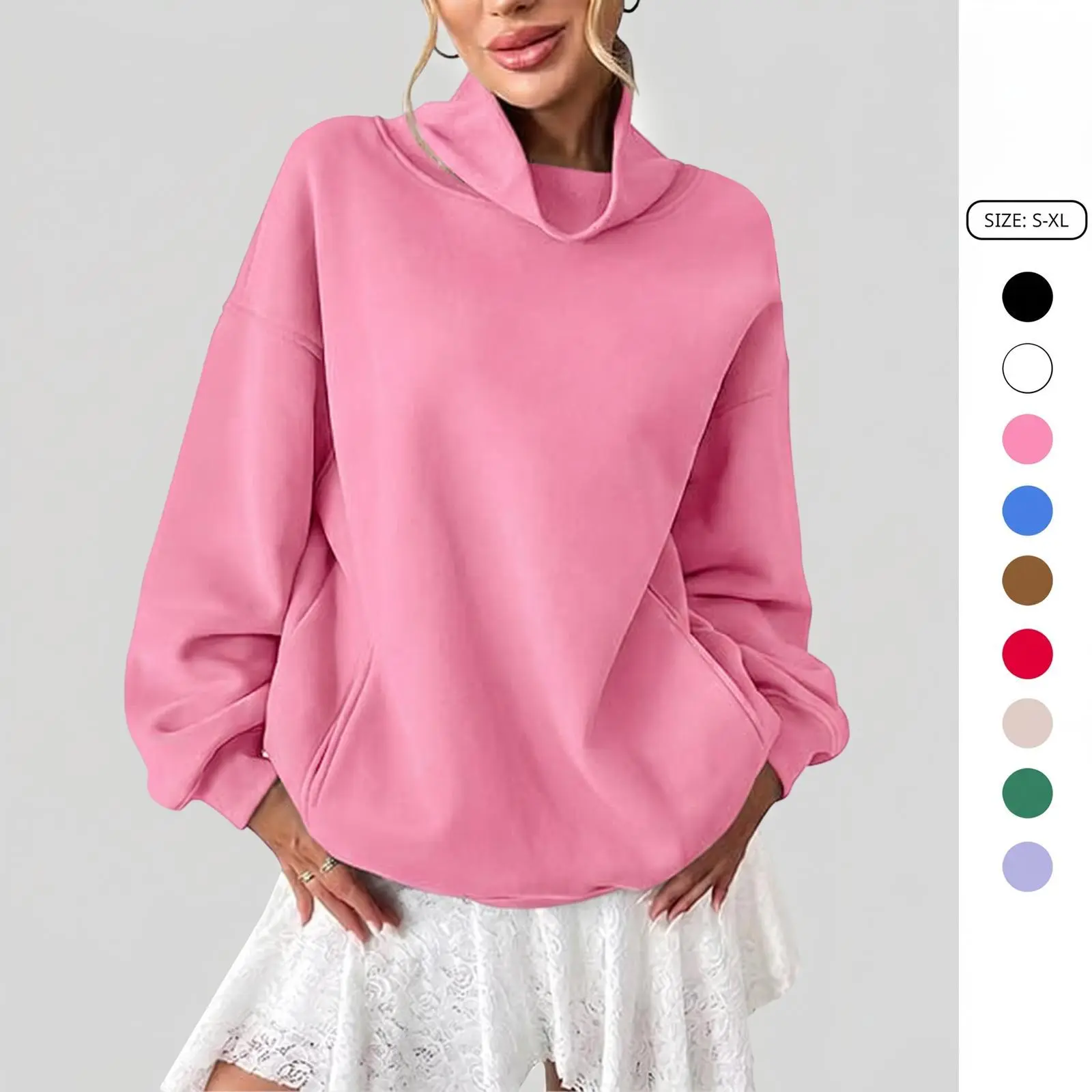 Imily Bela Women's Trendy Cowl Neck Sweatshirt, Casual Cozy Chic Oversized Long Sleeve Pullover Sports Tops Imily Bela Women's Trendy Cowl Neck Sweatshirt, Casual Cozy Chic Oversized Long Sleeve Pullover Sports Tops