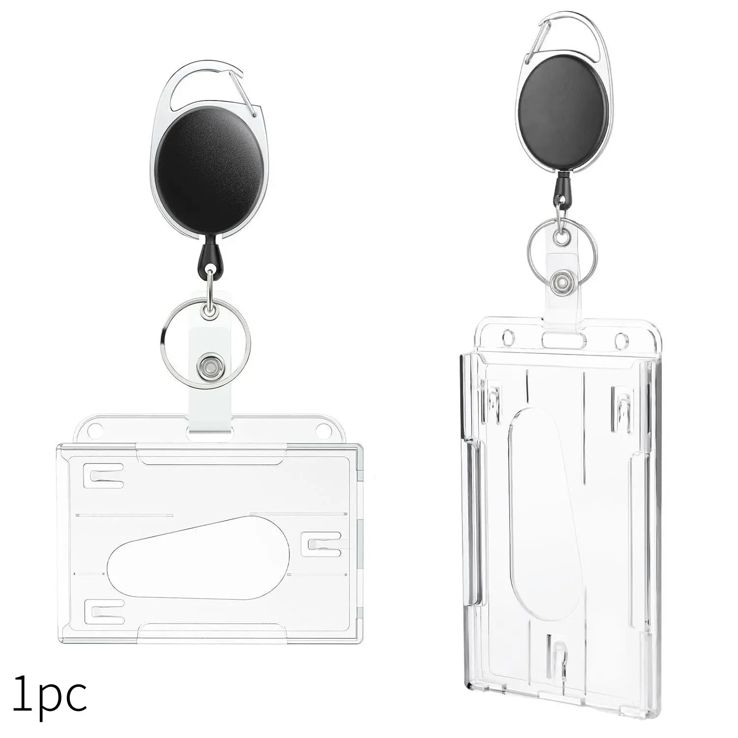 Clear ID Badge Holder, 1 Count Transparent Badge Card Holder with Retractable Badge Reel, Identification Badges Supplies for Students, Office Workers, Retractable Badge Clip