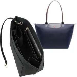 organizer insert for Long champ Le Pliage -Lightweight felt purse organizer insert compatible with more tote bag 031aterrimus-L
