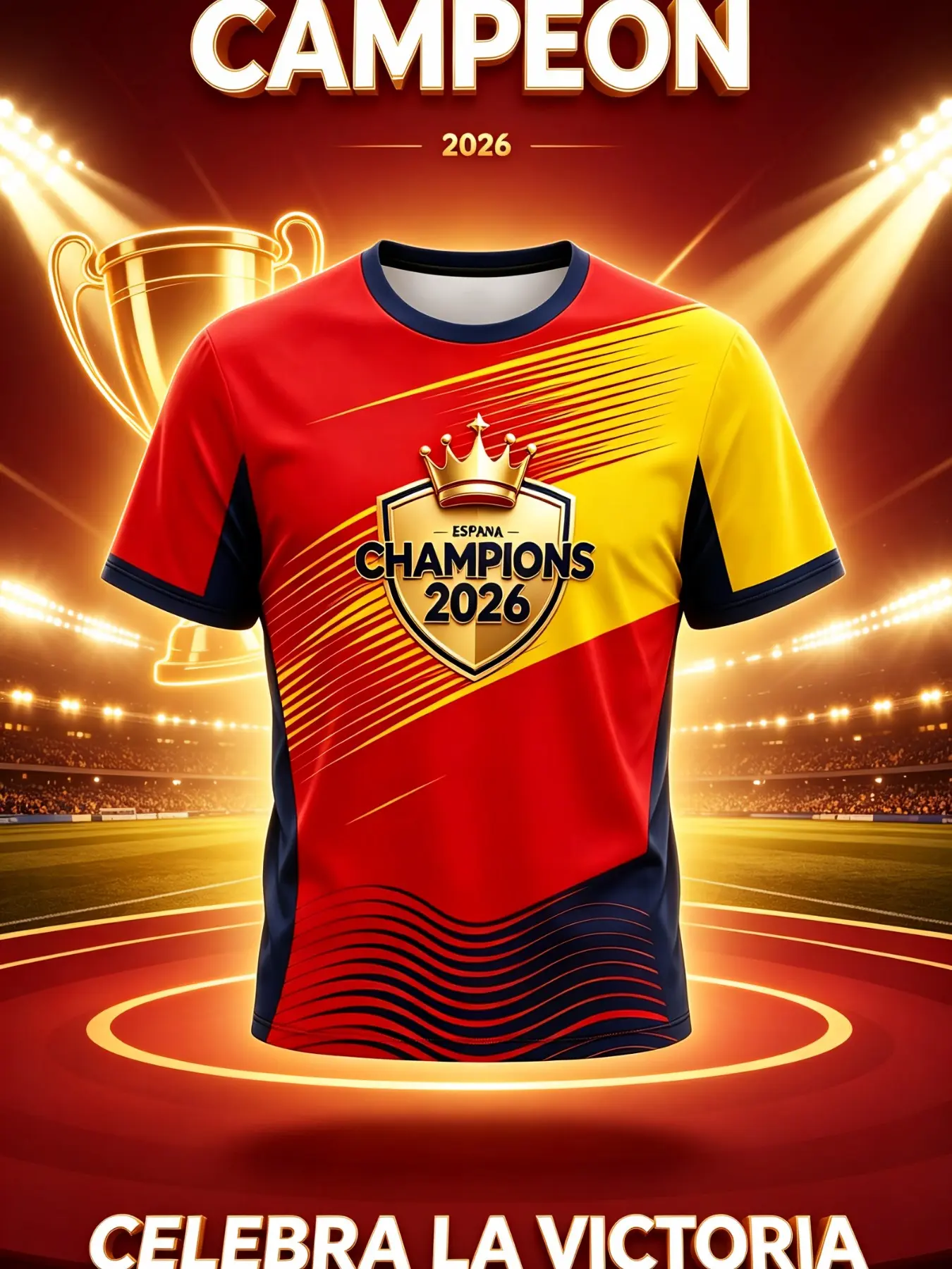 Spain 2026 Championship Memorial T-Shirt, Unisex Fan Support Short Sleeve, Casual Fitted Graphic Tee, No Button or Collar, Unlined