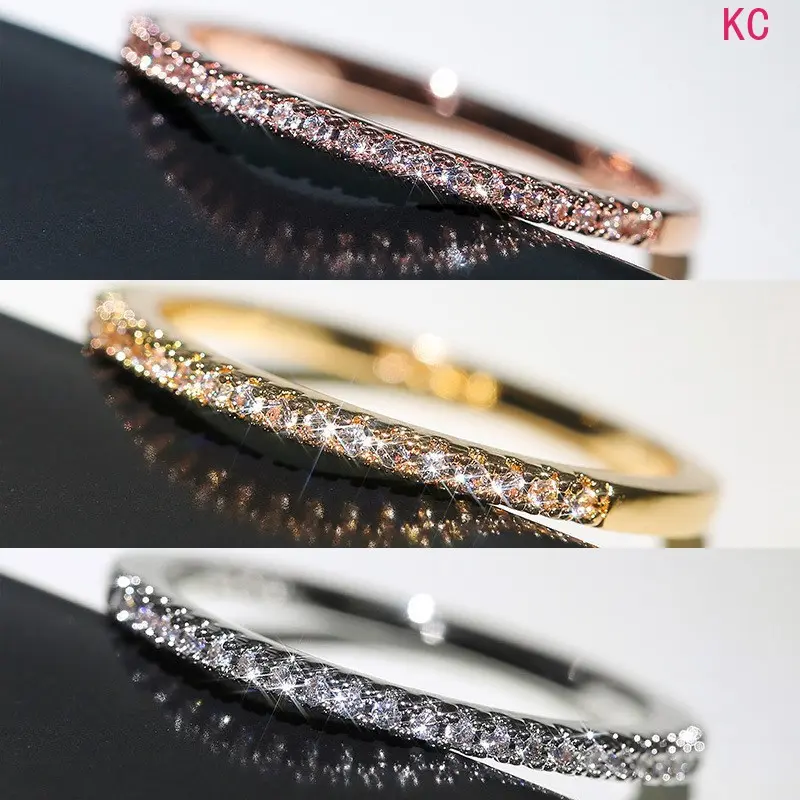 Minimalist Micro Paved Zircon Ring, Versatile Index Finger Jewelry For Women Daily Matching And Gifting