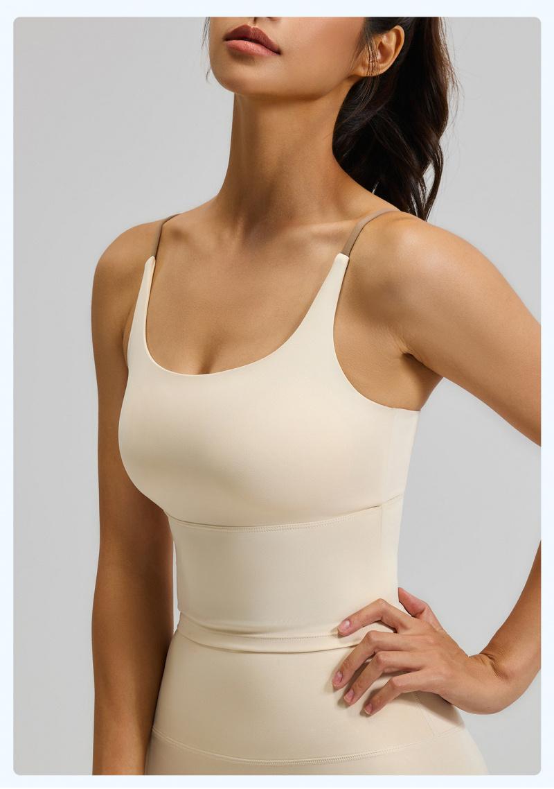 Women's High Stretch Naked Feeling Sports Beauty Back Bra, Summer Slim Fit Yoga Camisole with Chest Pad, Fitness Tank Top