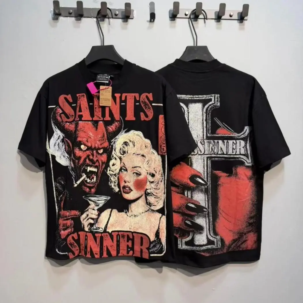 SAINTS SINNERS Jesus Crown of Thorns Eye Graphic T-Shirt, Black Religious Streetwear Tee, christian clothing, graphic tee, men's summer t shirts, Father's Day Gift
