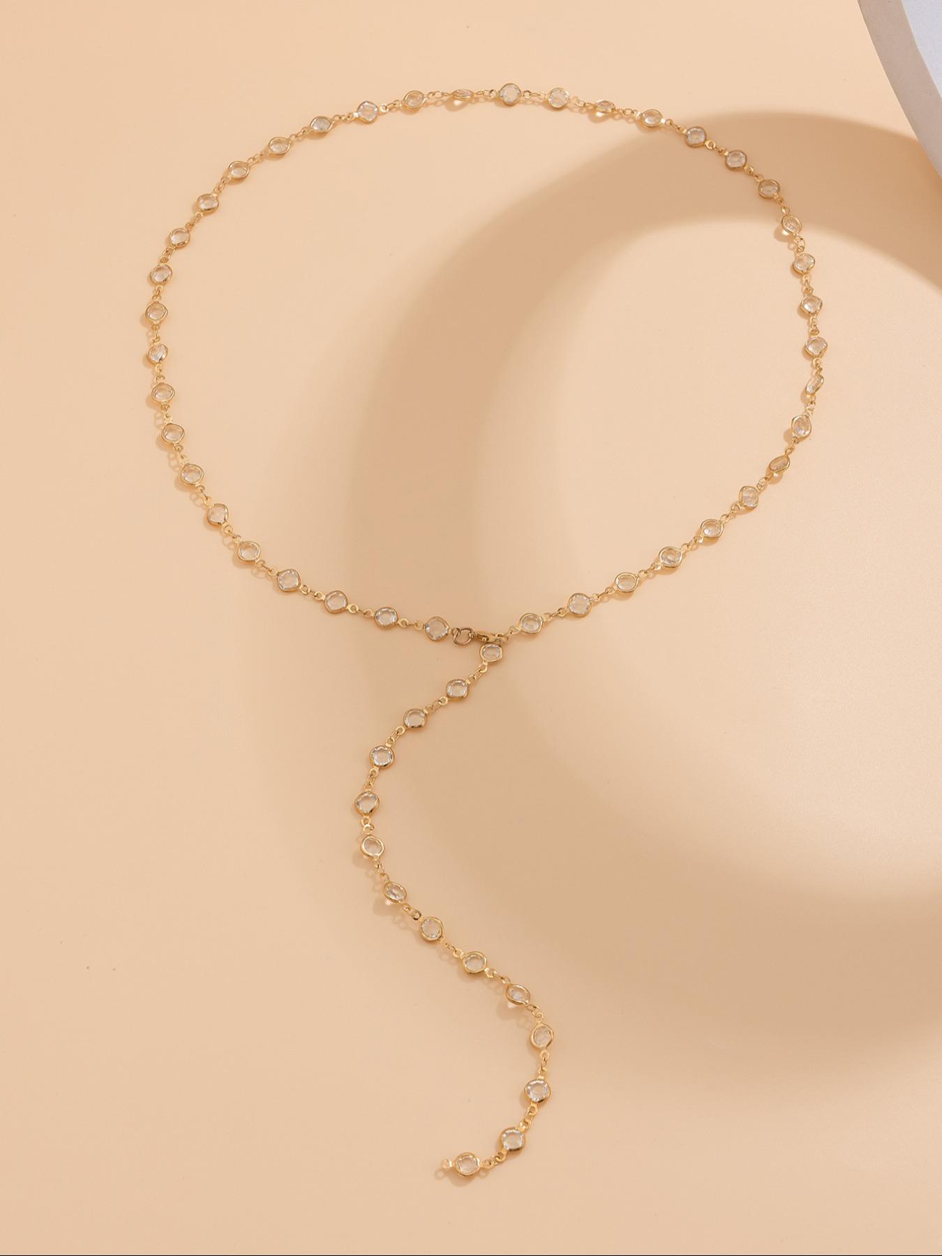 Women's Elegant Artificial Crystal Beaded Decor Chain Necklace, Fashion Jewelry for Party, Daily Clothing Decor, Trendy All-match & Exquisite Jewelry for Gift, Statement Necklace