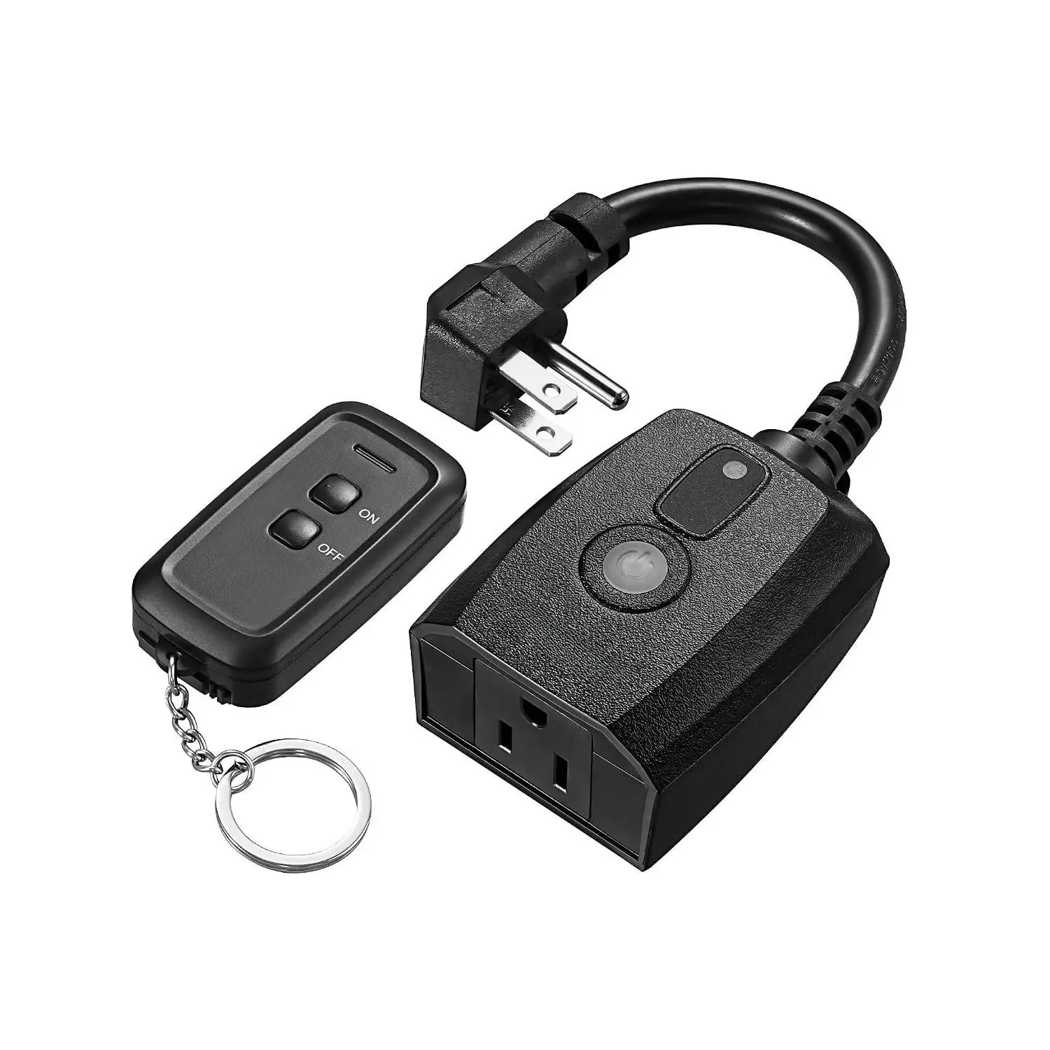 Outdoor Remote Control Outlet, 125V 15A  Remote Control , 1 Remote 1 Outlet with SJTW Power Cord 100FT Control Range, Weatherproof