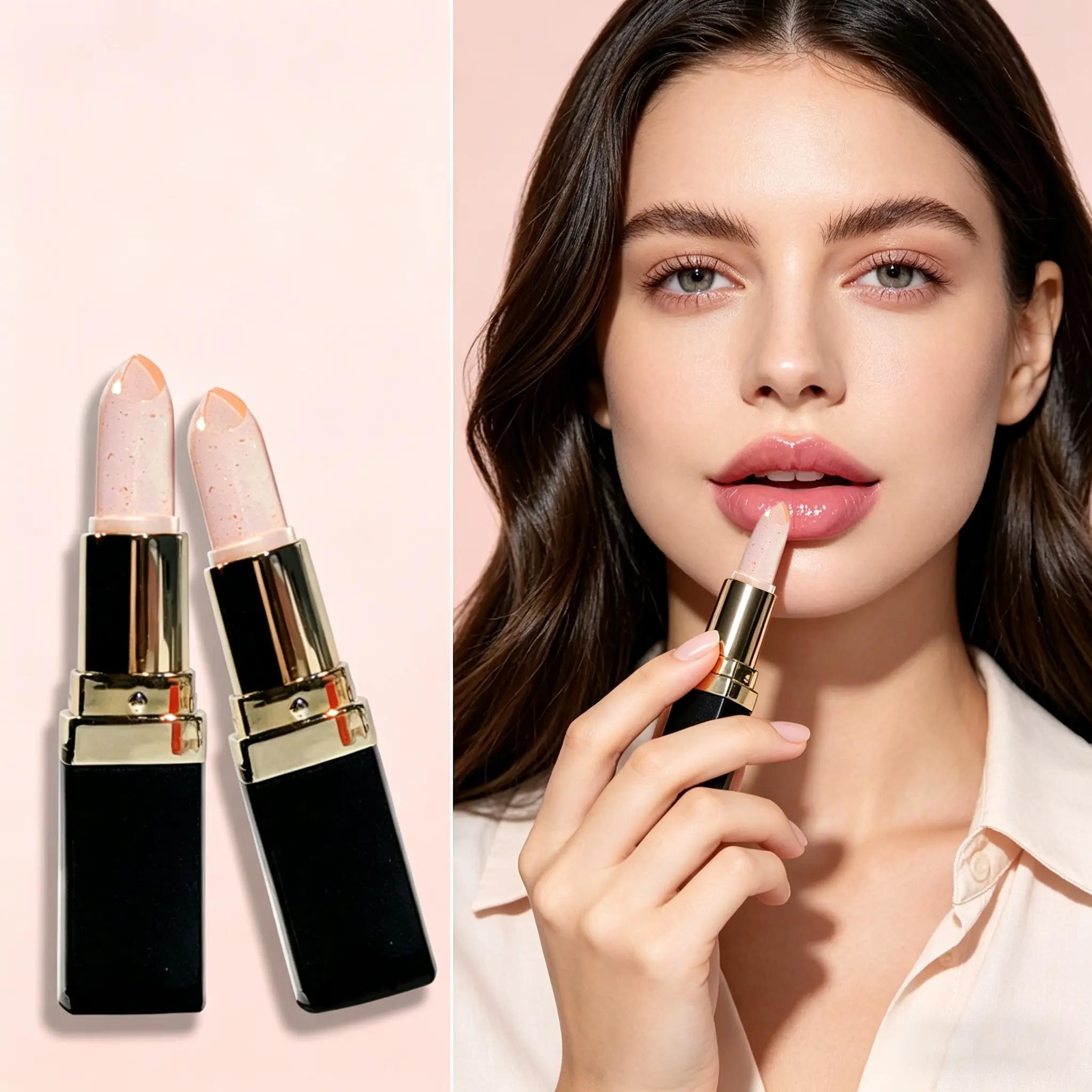 HISYI Petal Temperature Color Changing Lipstick, That Shifts Shade With Lip PH & Body Temperature, Ultra Hydrating Glossy Formula Moisturize Dry Chapped Lips, Fades Lip Lines & Evens Uneven Lip Tone, Long Lasting Light Tinted Natural Pink