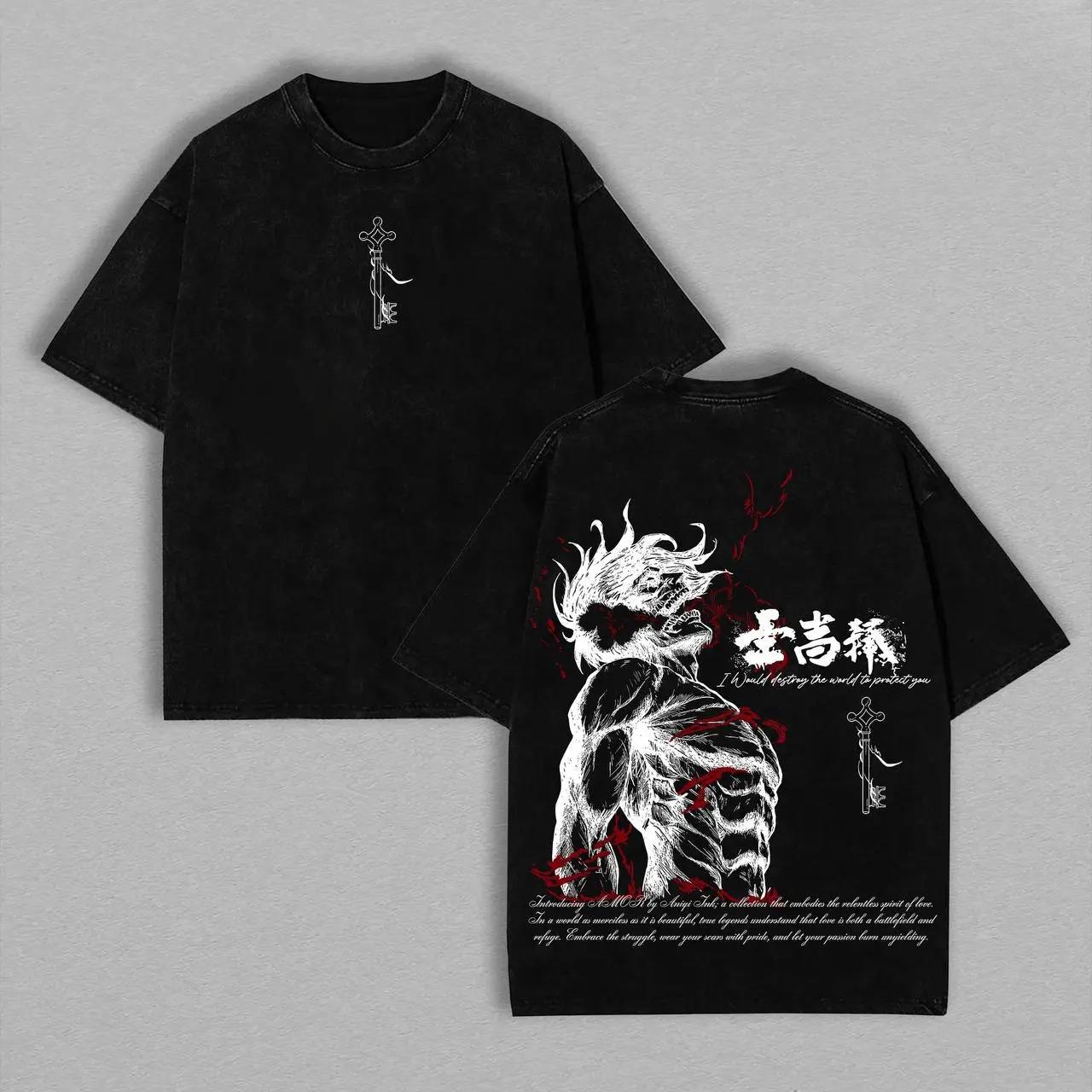 Eren Yeager Tee – Attack on Titan Vintage Washed Oversize T-Shirt