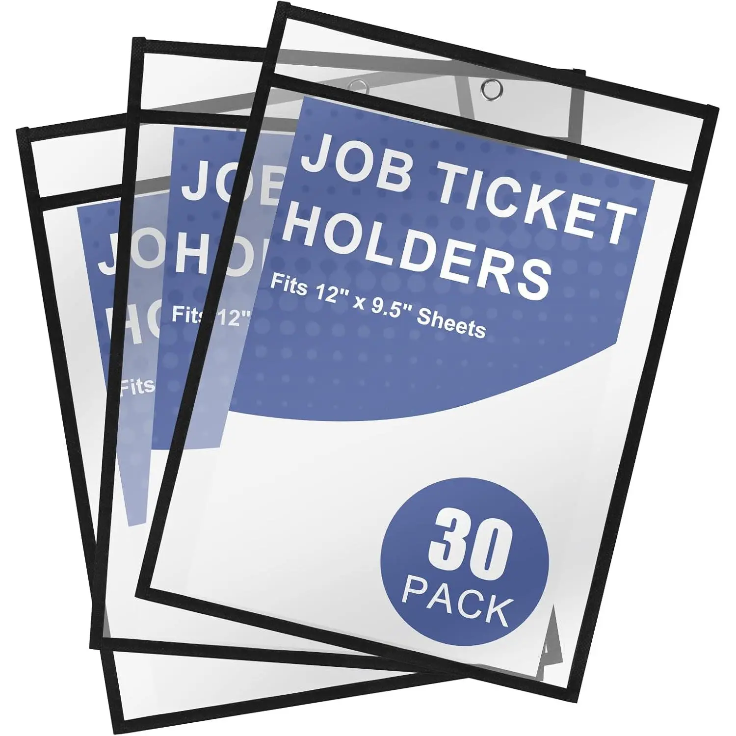 Heavy Duty Sheet Protectors 8.5 x 11 Job Ticket Holders, 30 Pack Dry Erase Pockets Plastic Paper Sleeves Clear Sleeves for Paper Clear Document Protectors for Shop Office Classroom , Black