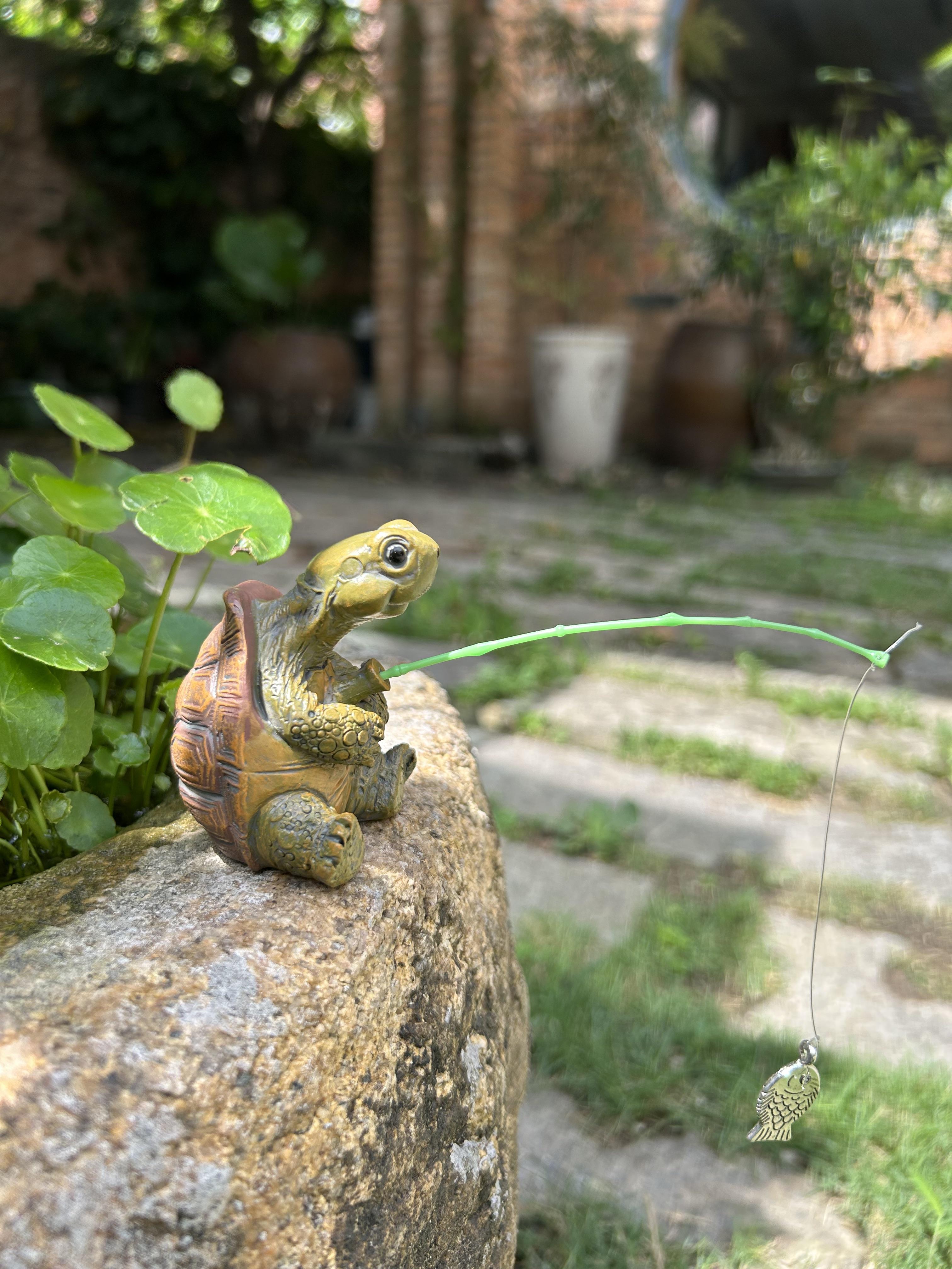 Creative Turtle Fish Tank Decor, Chinese Style Rockery Water Fountain Ornament for Aquarium