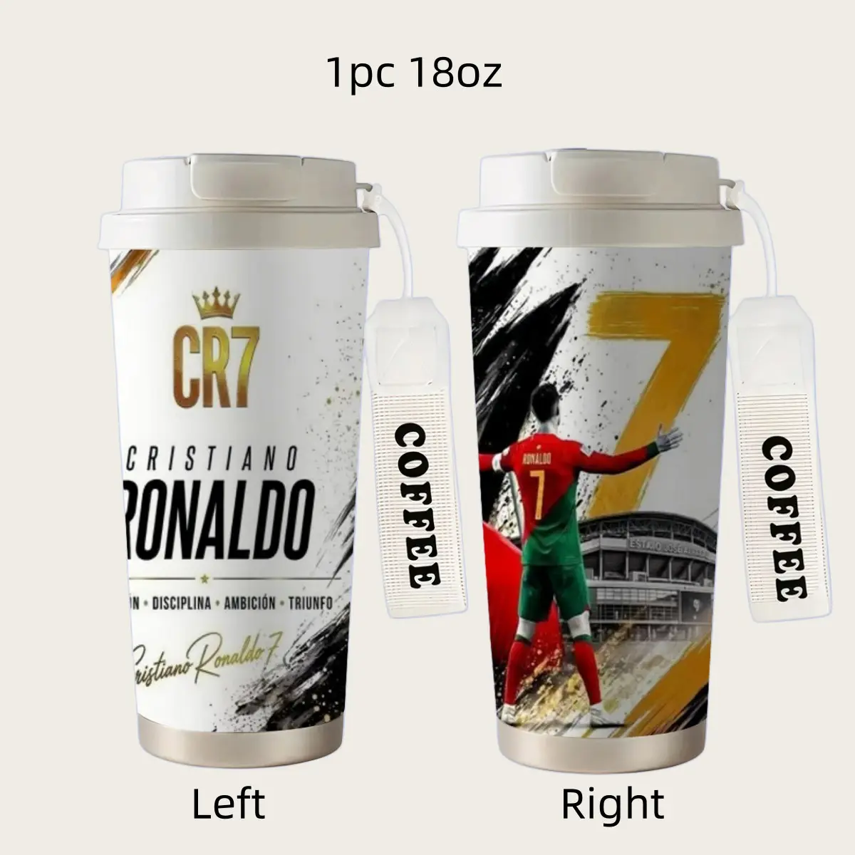 Cr7 Ronaldo Soccer Themed Travel Mug, Leakproof Thermal Coffee Tumbler, Car Water Cup, Fan Gift, Perfect for Fans, 1pc