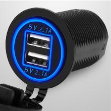 Nilight 4 in 1 ON/OFF Blue Charger Socket Panel w/ Dual USB Voltmeter Cigarette