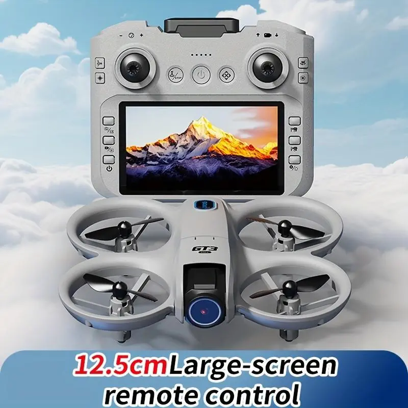 GT3 2026 RC Quadcopter Drone with 4.3-in Wi-Fi Screen Remote Controller - Foldable Portable Drone, 1080p Quadcopter Camera, Lights, Adjustable Accessories, PVC Components, Micro SD Compatibility, Beginner-Friendly Protection (Ideal Work Gift), Quadcopter