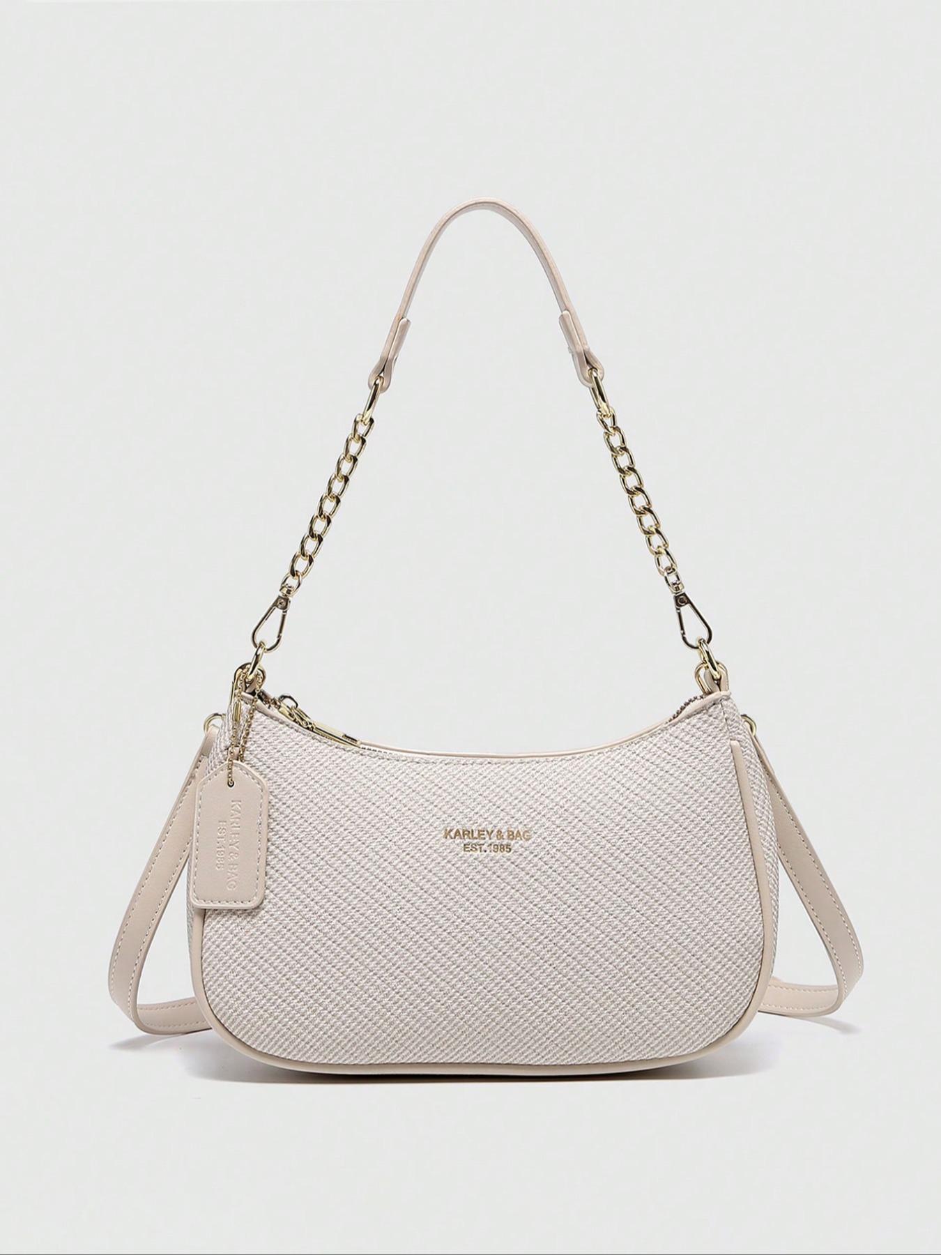 Women's Solid Color Chain Strap Bag, Fashionable Shoulder Bag for Daily Used, Casual Trendy Versatile High-quality Daily Commuting, Girl Fashionable Shopping Convertible Shoulder Bag