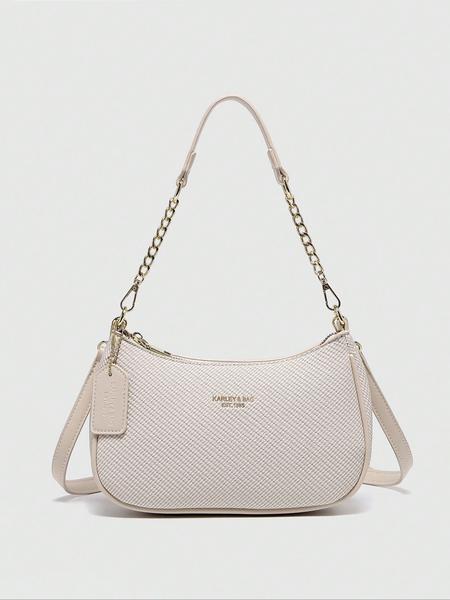 Women's Solid Color Chain Strap Bag, Fashionable Shoulder Bag for Daily Used, Casual Trendy Versatile High-quality Daily Commuting, Girl Fashionable Shopping Convertible Shoulder Bag