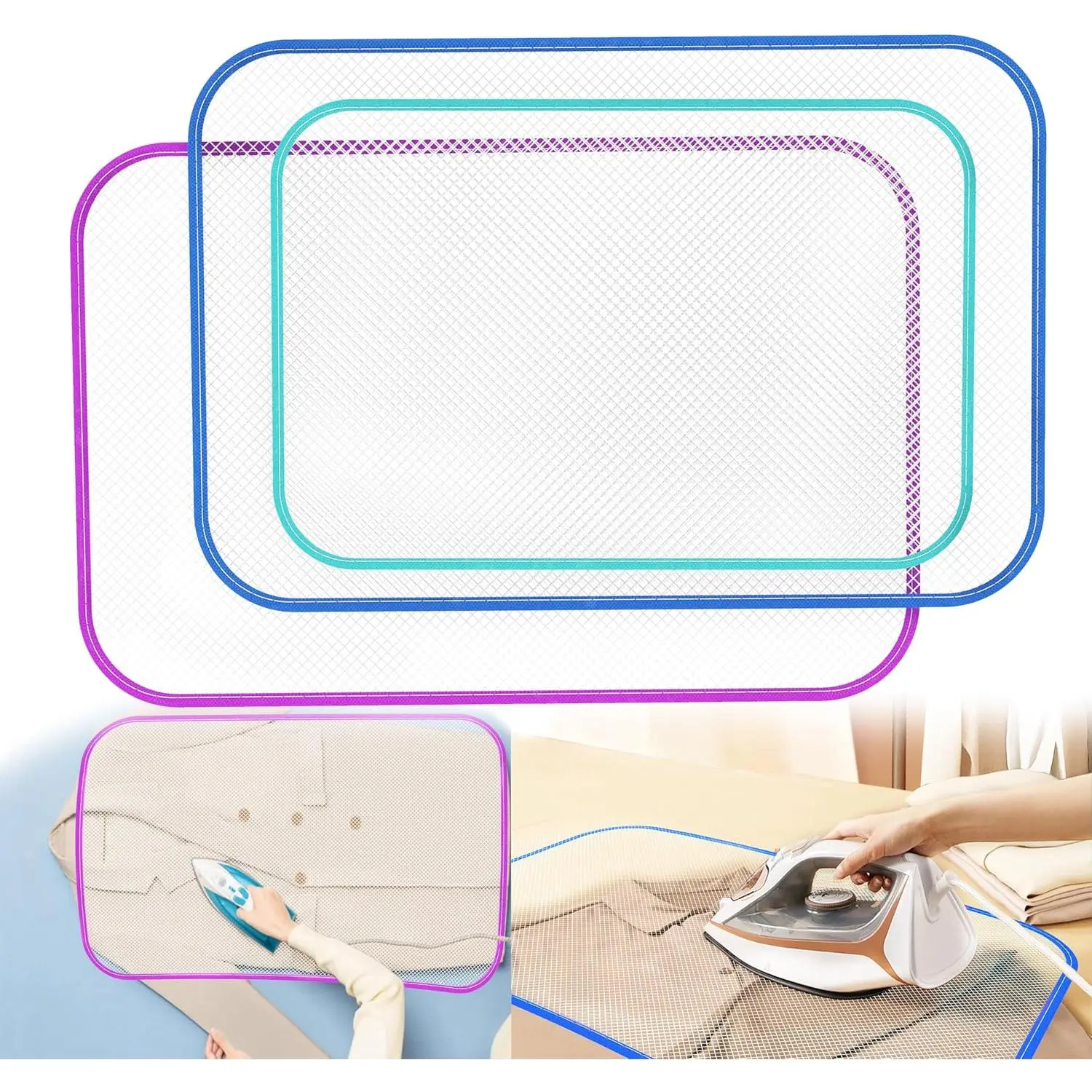 Pressing Cloth for Ironing 3 count (2 Large + 1 Medium Size) – Ironing Cloth to Protect Clothes, Heat Resistant Press Cloth Protector for Ironing, Ideal for Sewing and Delicate Fabrics