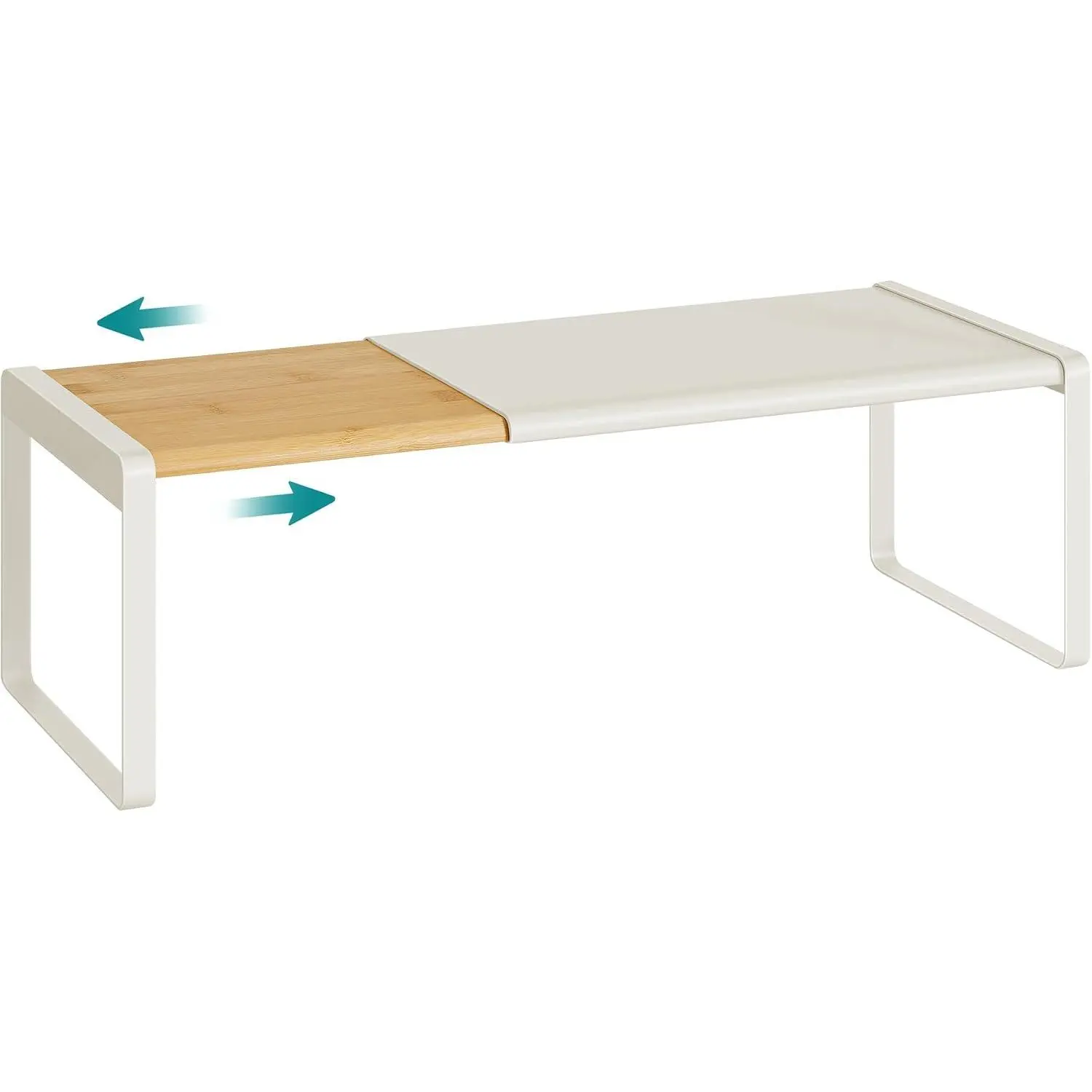 Rack, Expandable Cupboard Shelf Orgnizer, | Kitchen Counter Shelves,  and Steel, Stackable, Cream White and Light , BYSTRO Collection UKCS052W01