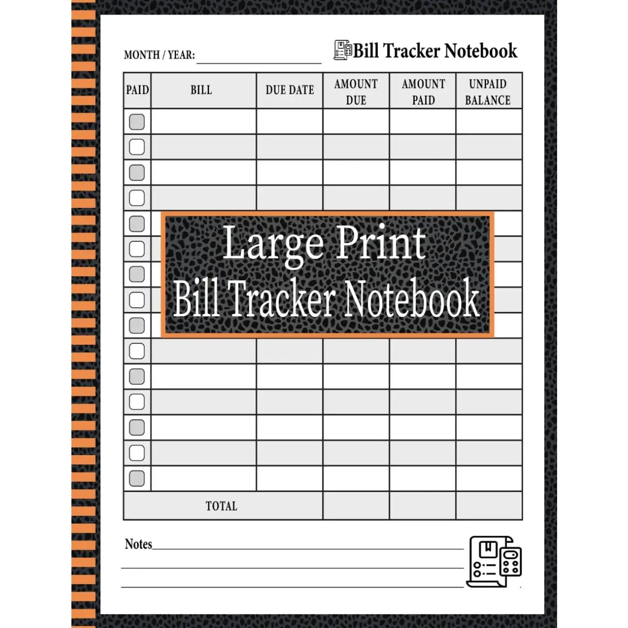 Large Print Bill  Notebook: Simple Monthly Bill Payment and Organizer | Bill Payments Checklist Organizer | Bill Organizer and Planner | Clear Vision, Clear Financial Organization. - Paperback
