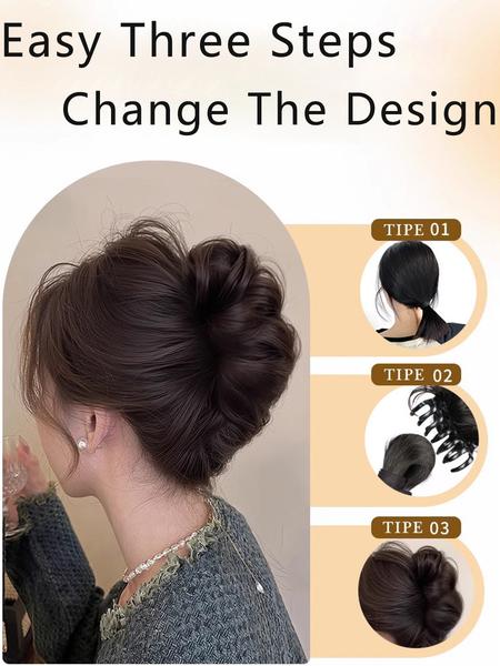 Women's Curly Hair Bun Clip-In Wig, Synthetic Extensions, Short Synthetic Hairpiece for Women & Girls, Perfect for Daily Use & Parties