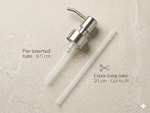 Soap Dispenser Pump Head Replacement Spare for Standard 28/400 (26 mm - 28mm / 1.02 in-1.10 in) Neck Size, Stainless Steel Brushed Finish