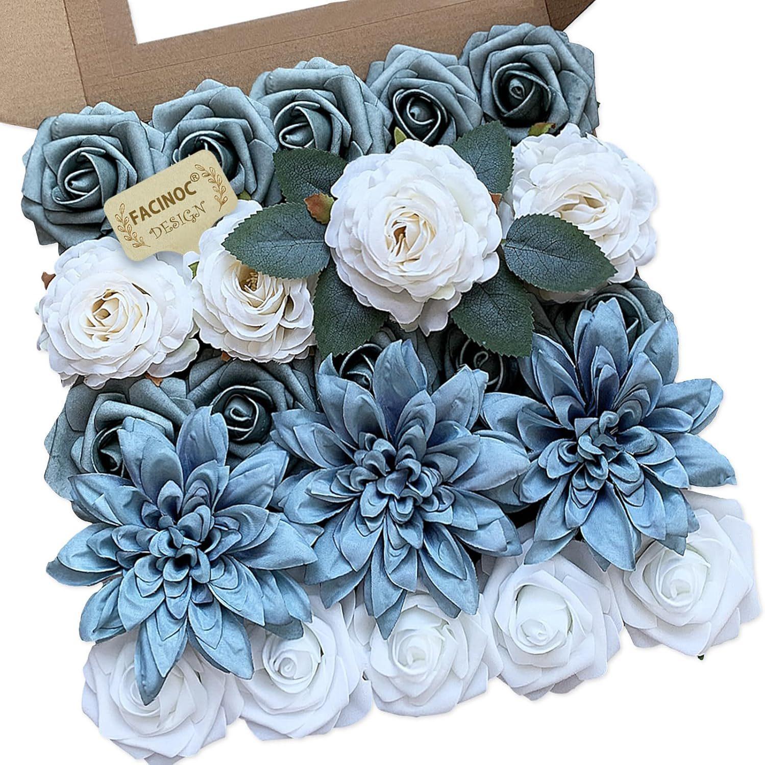 Aesthetic DIY Faux Rose Box Set| Real-Touch Artificial Flowers with Stems for Wedding Bouquets & Centerpieces| Romantic Forever Valentine's & Birthday Gift| Spring Home Decor