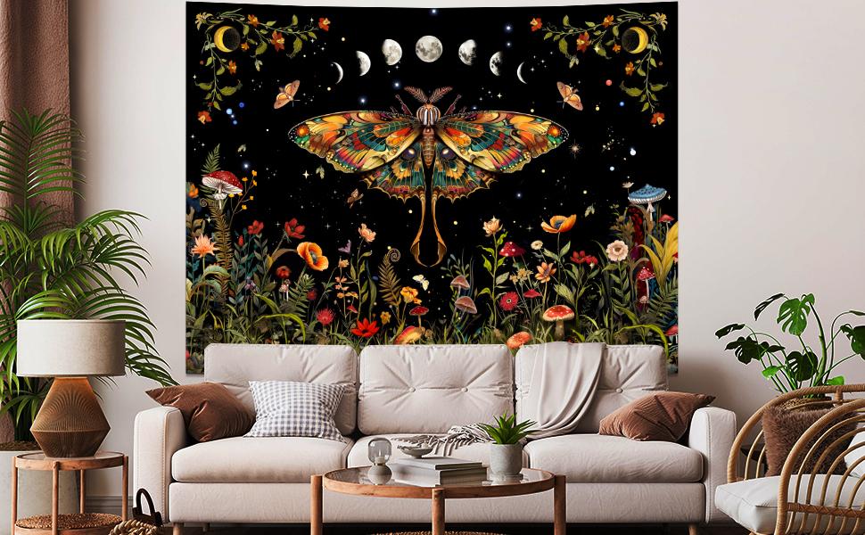 Orange Butterfly Tapestry Retro Floral Flower Tapestry Moon Phase Tapestry Aesthetic Vintage Boho Wall Tapestry Botanical Mushroom Tapestry Wall Hanging for Bedroom Orange Butterfly Tapestry Retro Floral Flower Tapestry Moon Phase Tapestry Aesthetic Vintage Boho Wall Tapestry Botanical Mushroom Tapestry Wall Hanging for Bedroom