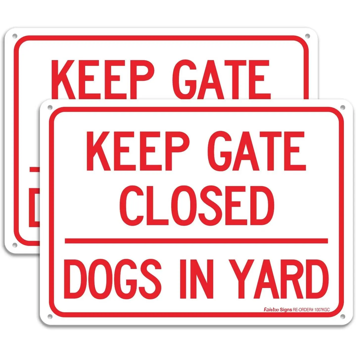 (2 pack) Keep Gate Closed Dogs in Yard Sign, 10 x 7 Inches rectangle, .040 Rust Free , UV Protected and , Weather Resistant, Durable Ink, Easy to Mount