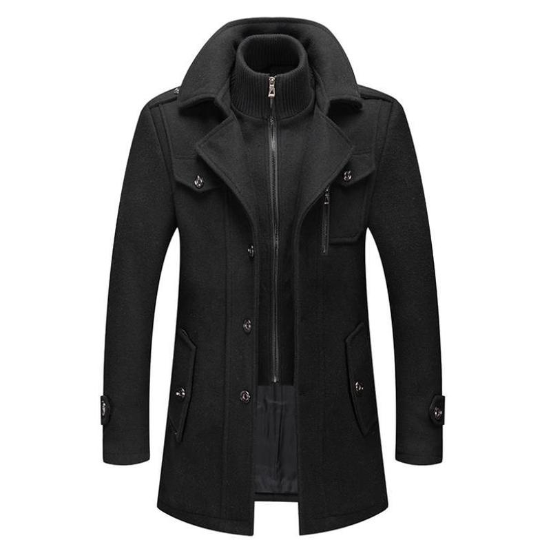 Men's business woolen coat fashion double neck medium and long woolen coat, autumn and winter Men's business woolen coat fashion double neck medium and long woolen coat, autumn and winter