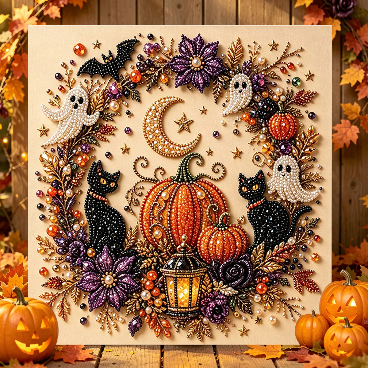 Halloween Ghost Pearl Art DIY Kit, Spooky Cute 3D Diamond Painting Crafts for Adults, DIY Fall Home Decor Wall Art, Beginner DIY Seasonal Party Gift