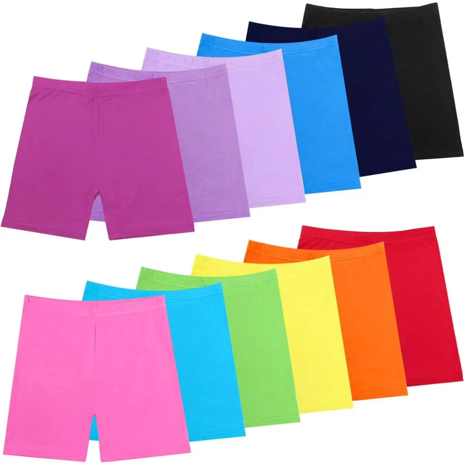 12 Pack Girls Dance Shorts, Toddler Biker Shorts Cartwheel Under Dress Pastel Kids Biking Clothes