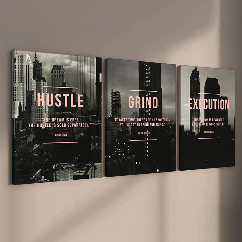 Wooden Framed Canvas Painting, 3 Counts/set Urban Inspirational Letter Decorative Painting, Modern Art Poster for Office Home Dormitory Dining Room Bar, Wooden Wall Art Wooden Framed Canvas Painting, 3 Counts/set Urban Inspirational Letter Decorative Painting, Modern Art Poster for Office Home Dormitory Dining Room Bar, Wooden Wall Art