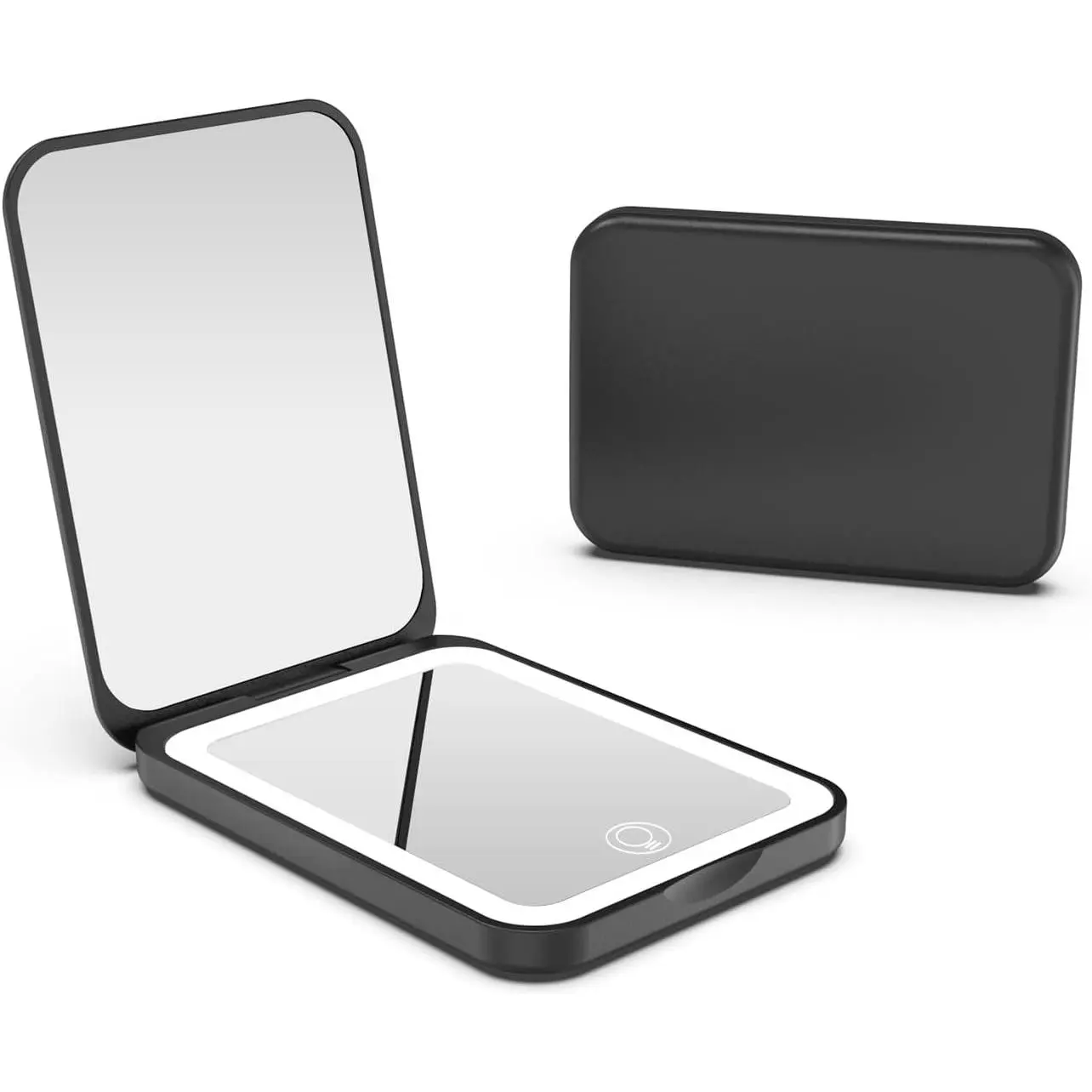 1X/3X Pocket Mirror, 3 Color Lighting LED Compact Mirror (Black) | Rechargeable Dimmable Travel Mirror for Purse, Portable, Folding, Handheld, Small Lighted Mirror for Women