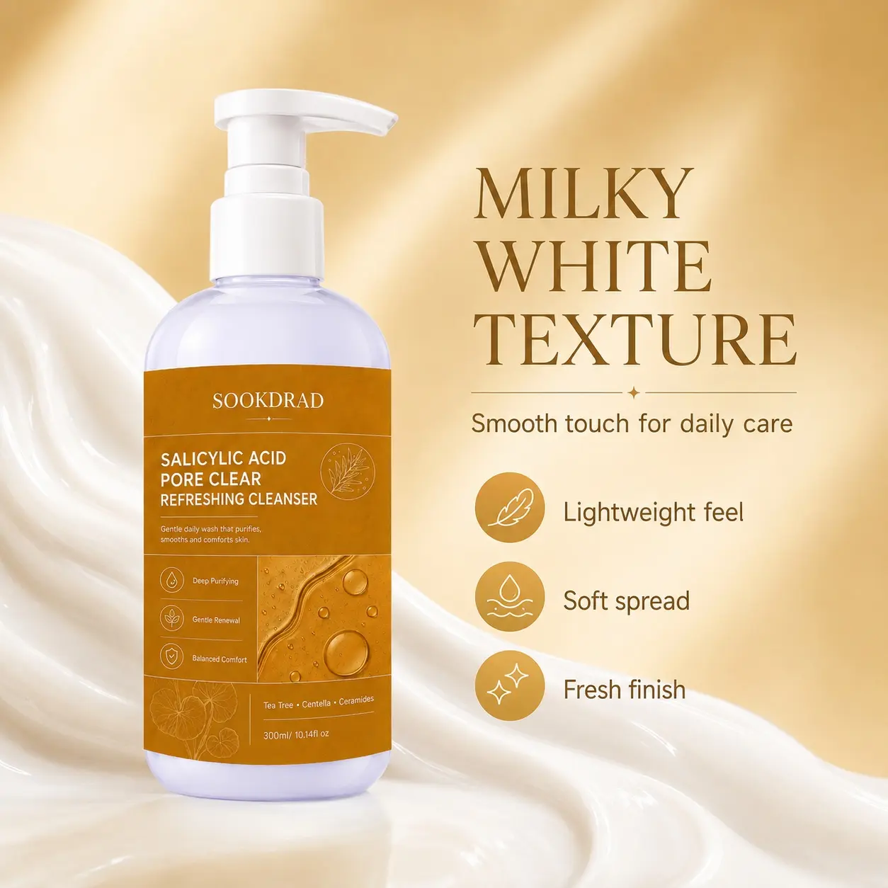 Salicylic Acid Pore Clear Refreshing Cleanser, contains Tea Tree, Centella, Ceramides, deep purifying, gentle renewal, balanced comfort, for face, all skin types, daily facial care, 300ml