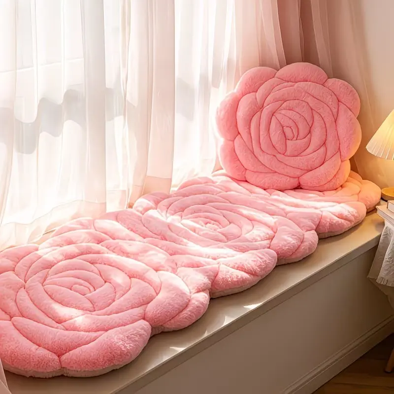 Handmade Rose Flower Plush Window Pad, Non-Slip Pet-Friendly Cozy Cushion, Home Decorative Cushion, Multi-Color Options, Ideal for Small Spaces, Interior Decor
