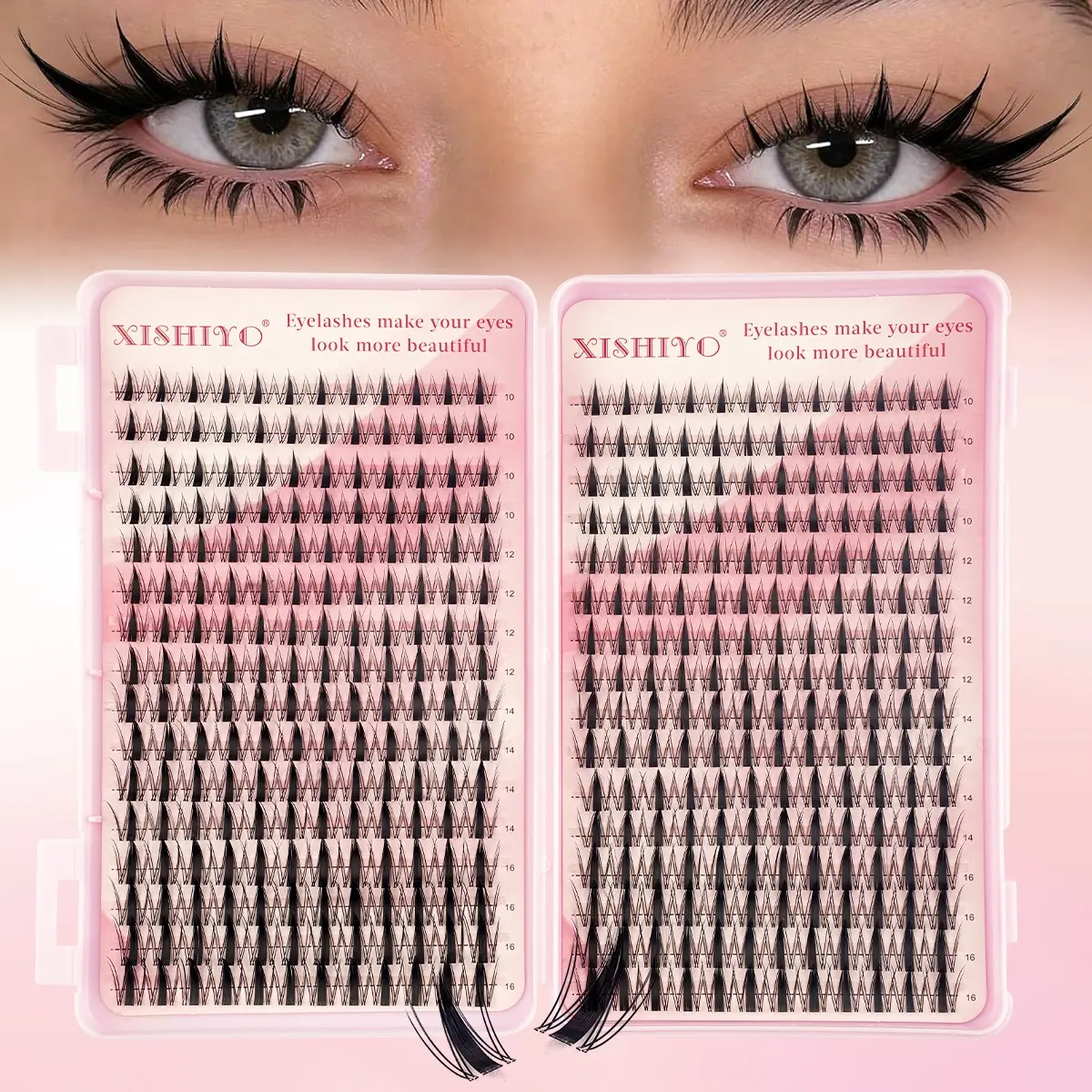 384PCS Autumn Maple Leaf DIY Segmented Lash Clusters, Spiky Fairy Anime Lash Clusters, Wet Look Effect, Natural Cute Lightweight Comfortable, Waterproof Sweatproof Long-Lasting, 10-16mm Mixed Lengths for Daily Outings Holiday Party Date Makeup Cosmetic