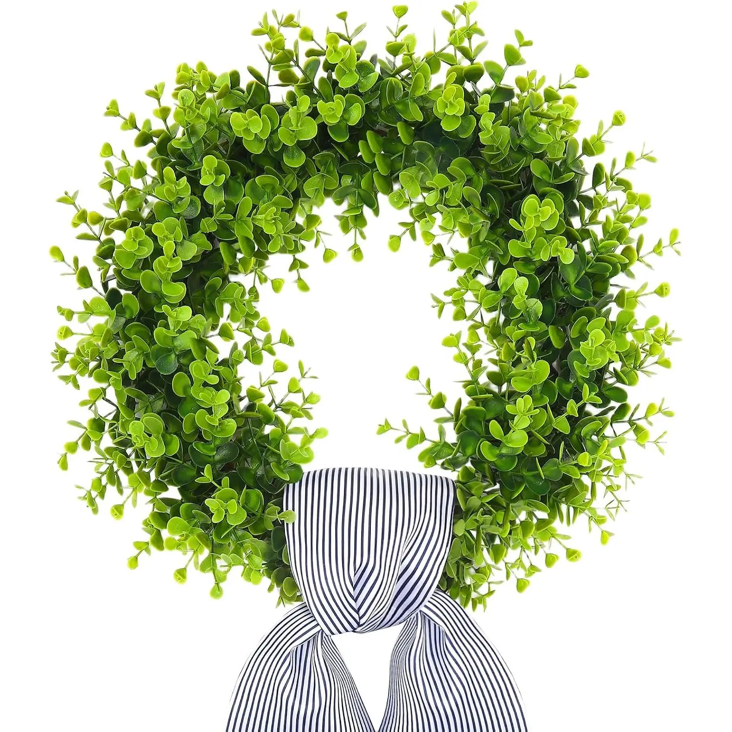 Boxwood Wreath for Front Door Artificial Greenery, Black White