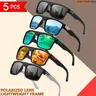 XUH Men's Polarized Square Sunglasses 5-Pack - Nylon TR90 Lightweight Fit Frame, Dark Mirrored Lenses, Men's Accessories for Driving Safe, Outdoor Sports, Mens Gifts, Accessories Adults,sohochic