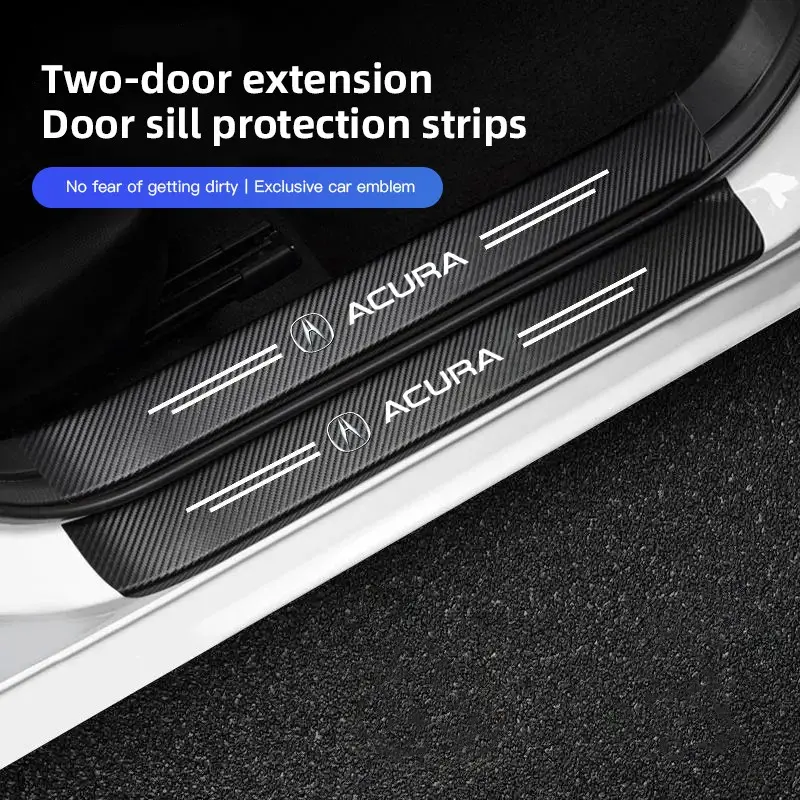Carbon Fiber Car Door Sill Protector Stickers Automobile Decals Car Door Trim Sticker Stickers For Cars Decals For Vehicles Accessories For Acura ADX RDX ZDX Integra NSX MDX TLX CDX ILX RLX TL RL