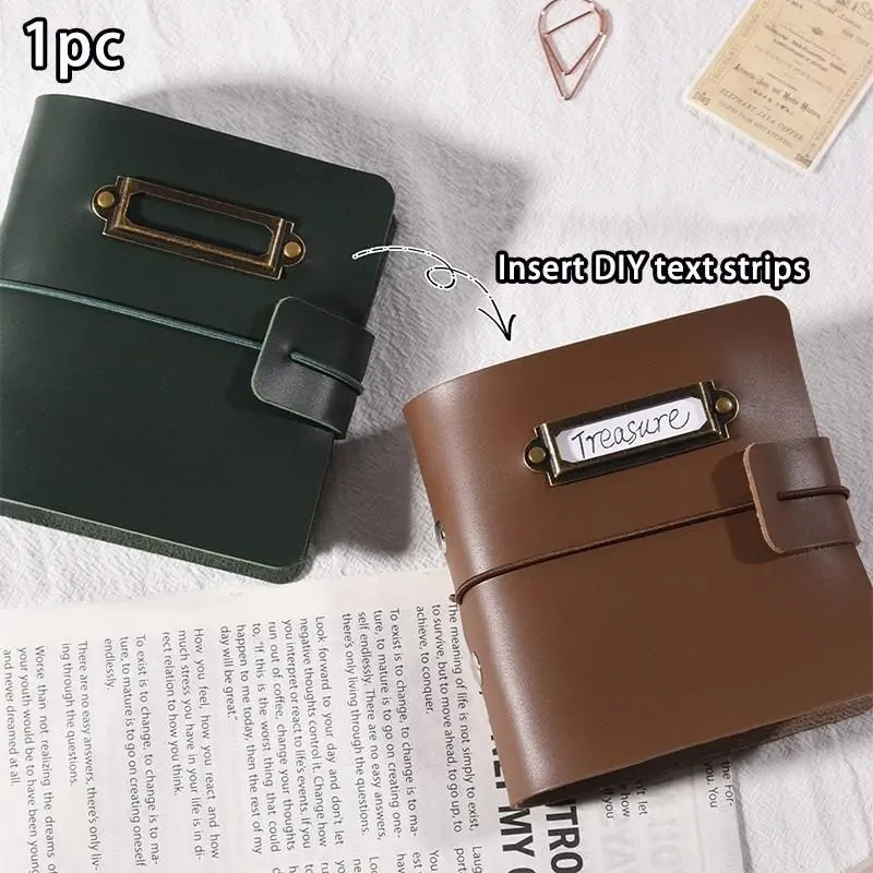 European Vintage Leather Mini Instax Photo Album, 1 Pocket, 3 Inch Travel Card Binder, Retro Memory Book, Ideal for Couples' Keepsakes