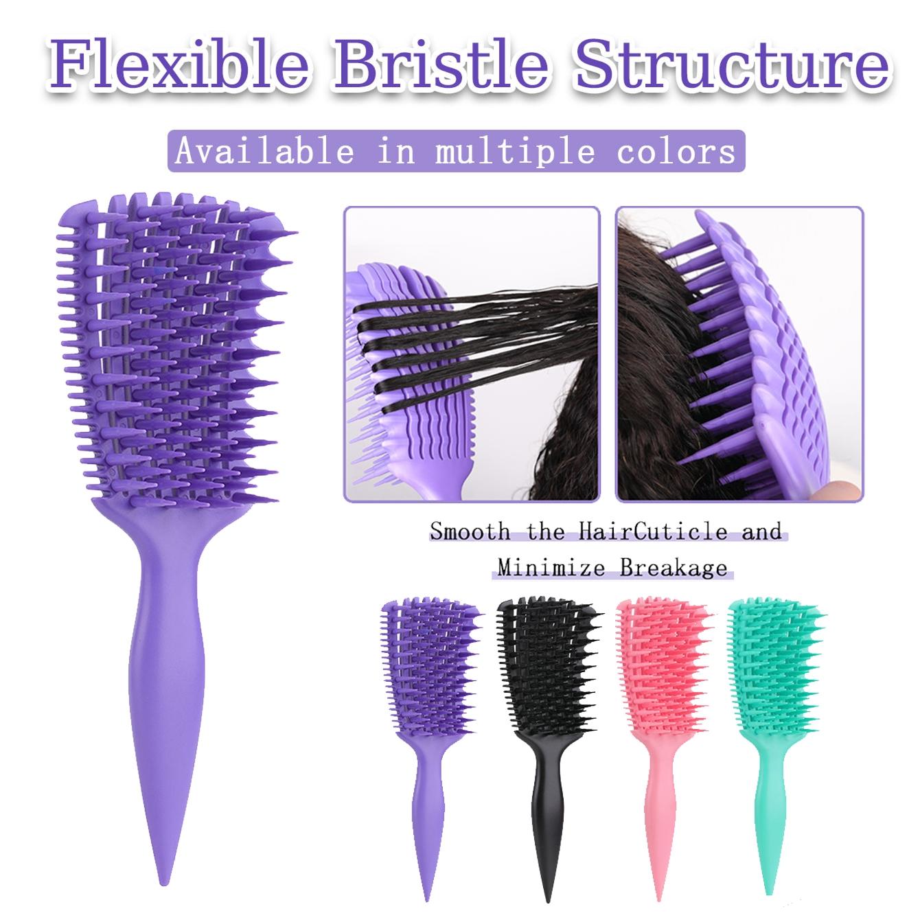 Soft Elastic Bristle Brush, Dry & Wet Use Hair Comb, Easy Detangling & Curl Care, Home Wet Combing, Smooth Curls, Hair Styling Combs